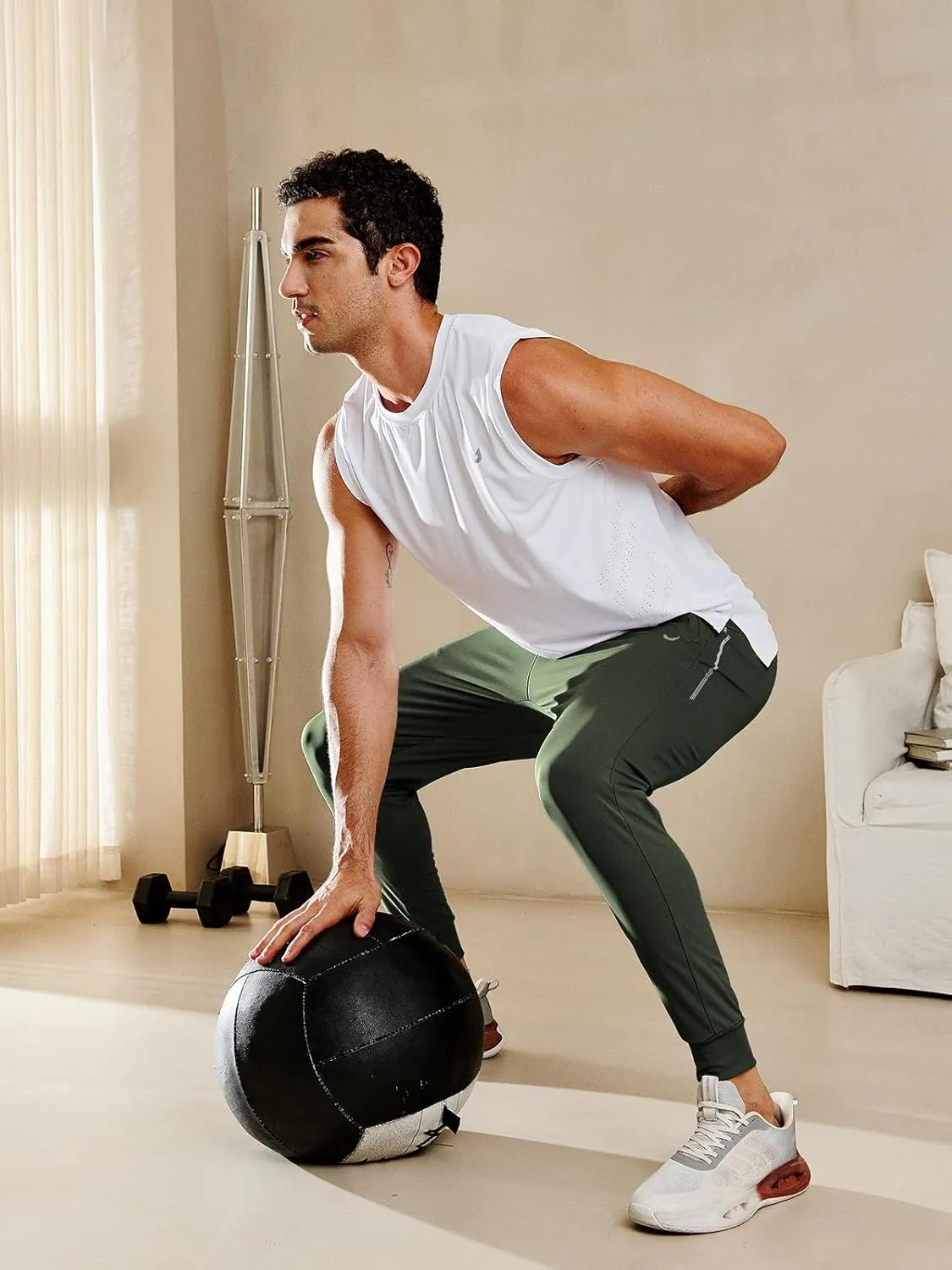 NORTHYARD Men's Joggers Pants with Zipper Pockets Tapered Athletic Workout Running Sweatpants for Men