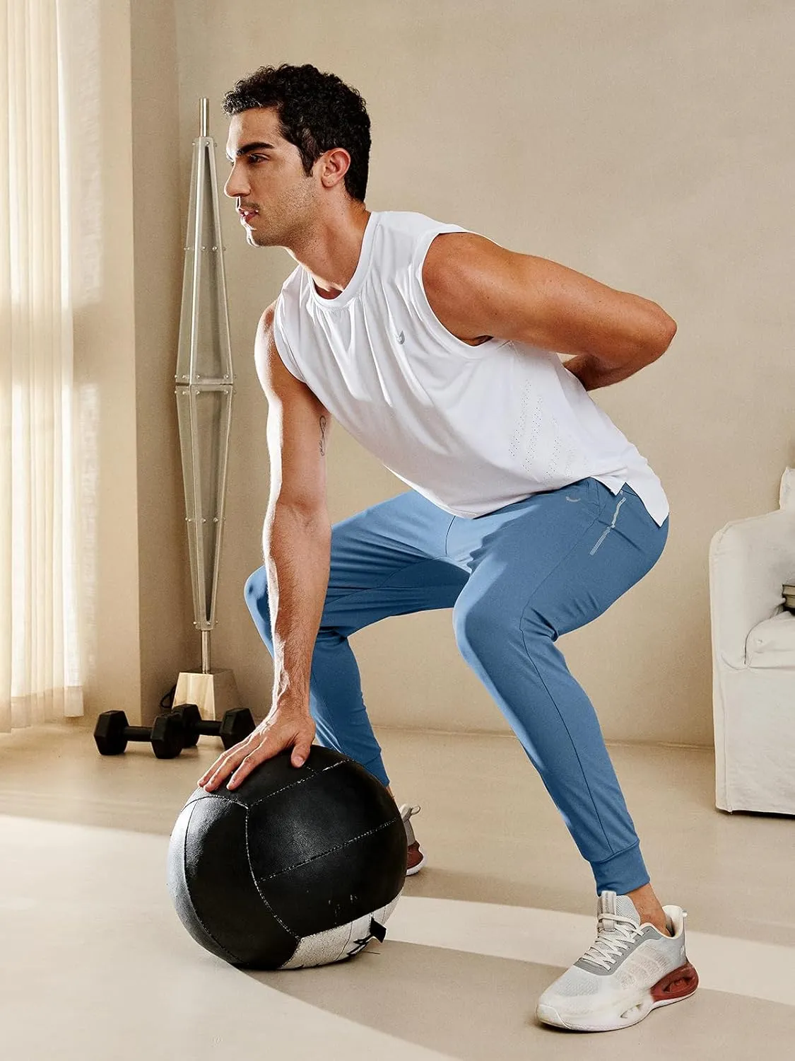 NORTHYARD Men's Joggers Pants with Zipper Pockets Tapered Athletic Workout Running Sweatpants for Men