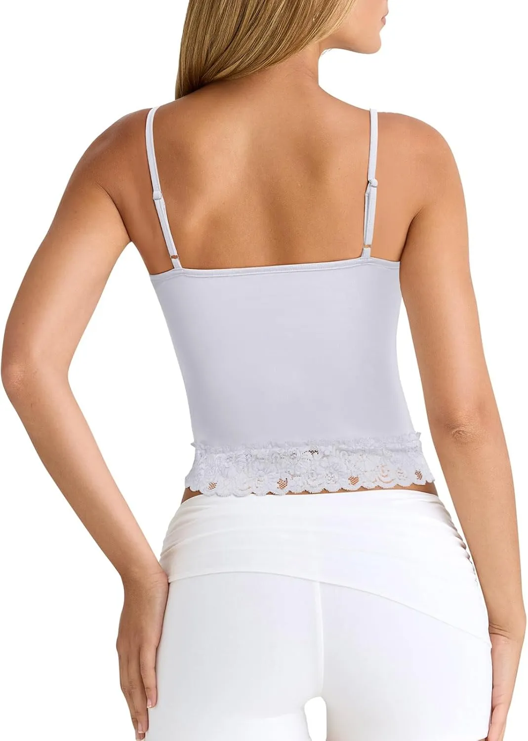 PINKMSTYLE Womens Lace Spaghetti Strap Tank Tops Double Lined Camisole Tops Going Out Outfits