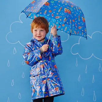 Rocket Ship Lined Raincoat