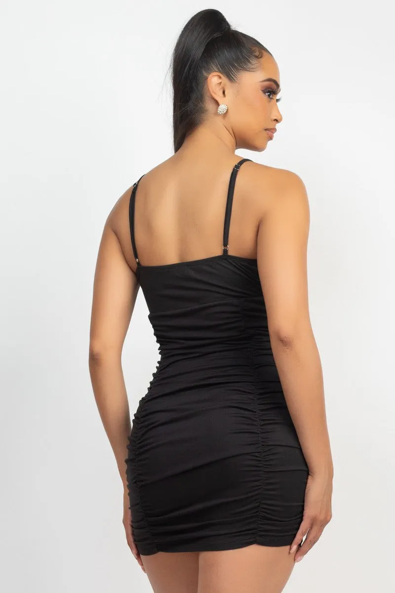 Ruched Twisted Cami Bodycon Dress