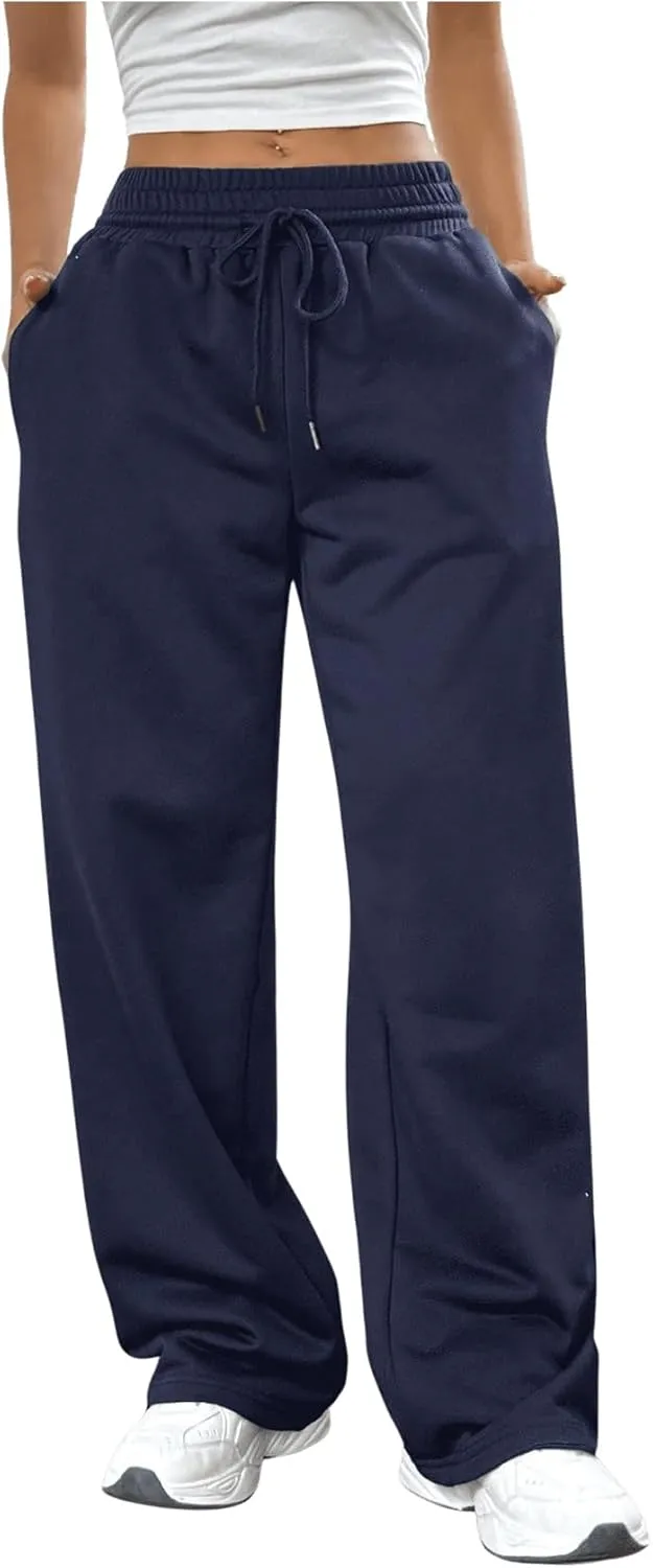 SOLY HUX Girl's Straight Wide Leg Sweatpants Casual High Waisted Baggy Joggers Track Pants
