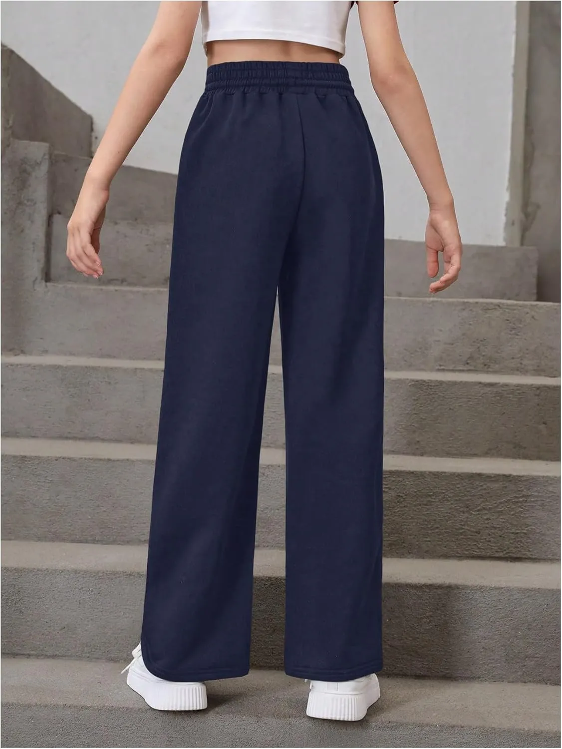 SOLY HUX Girl's Straight Wide Leg Sweatpants Casual High Waisted Baggy Joggers Track Pants