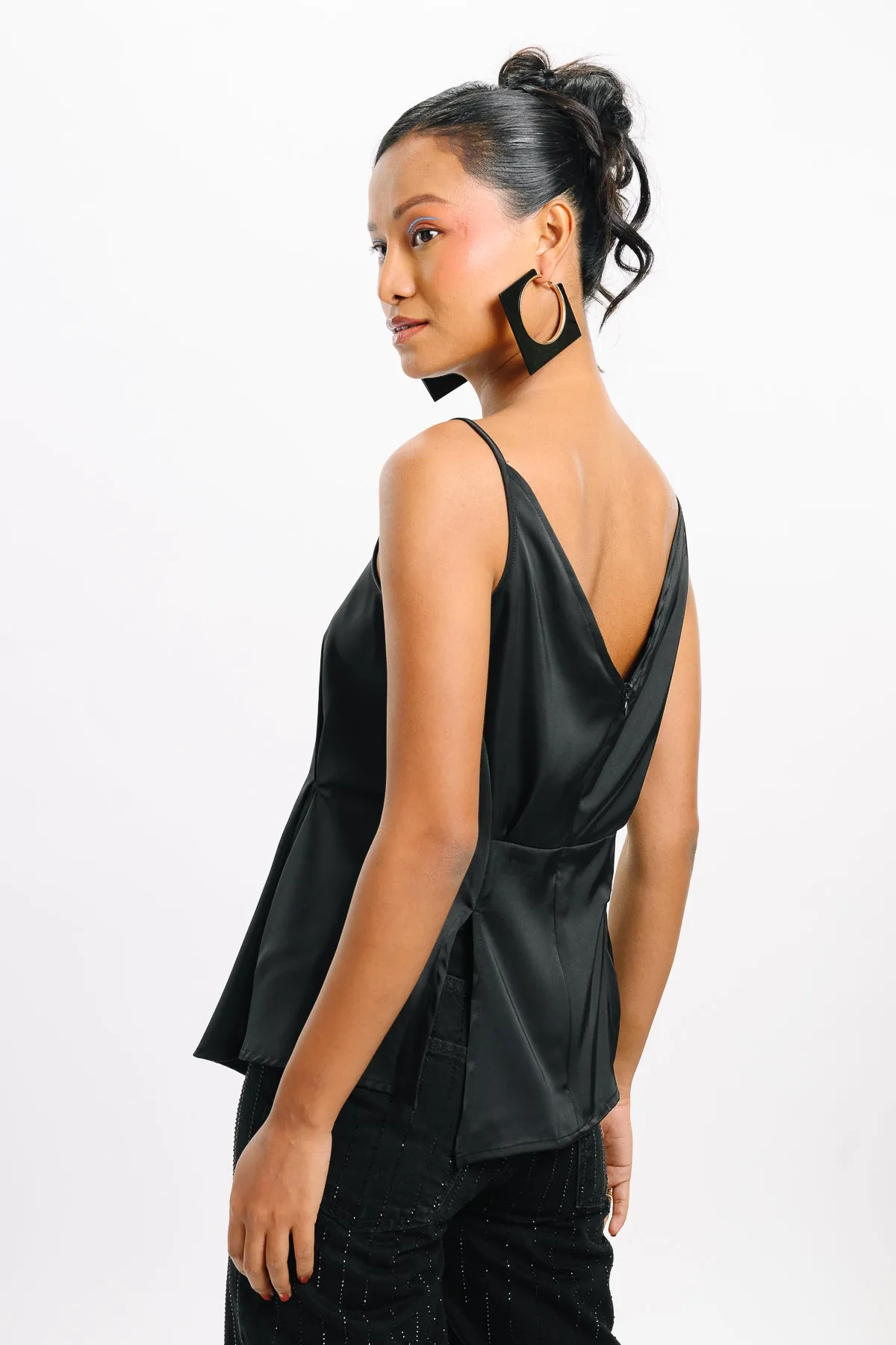 Strappy Black Asymmetric Top