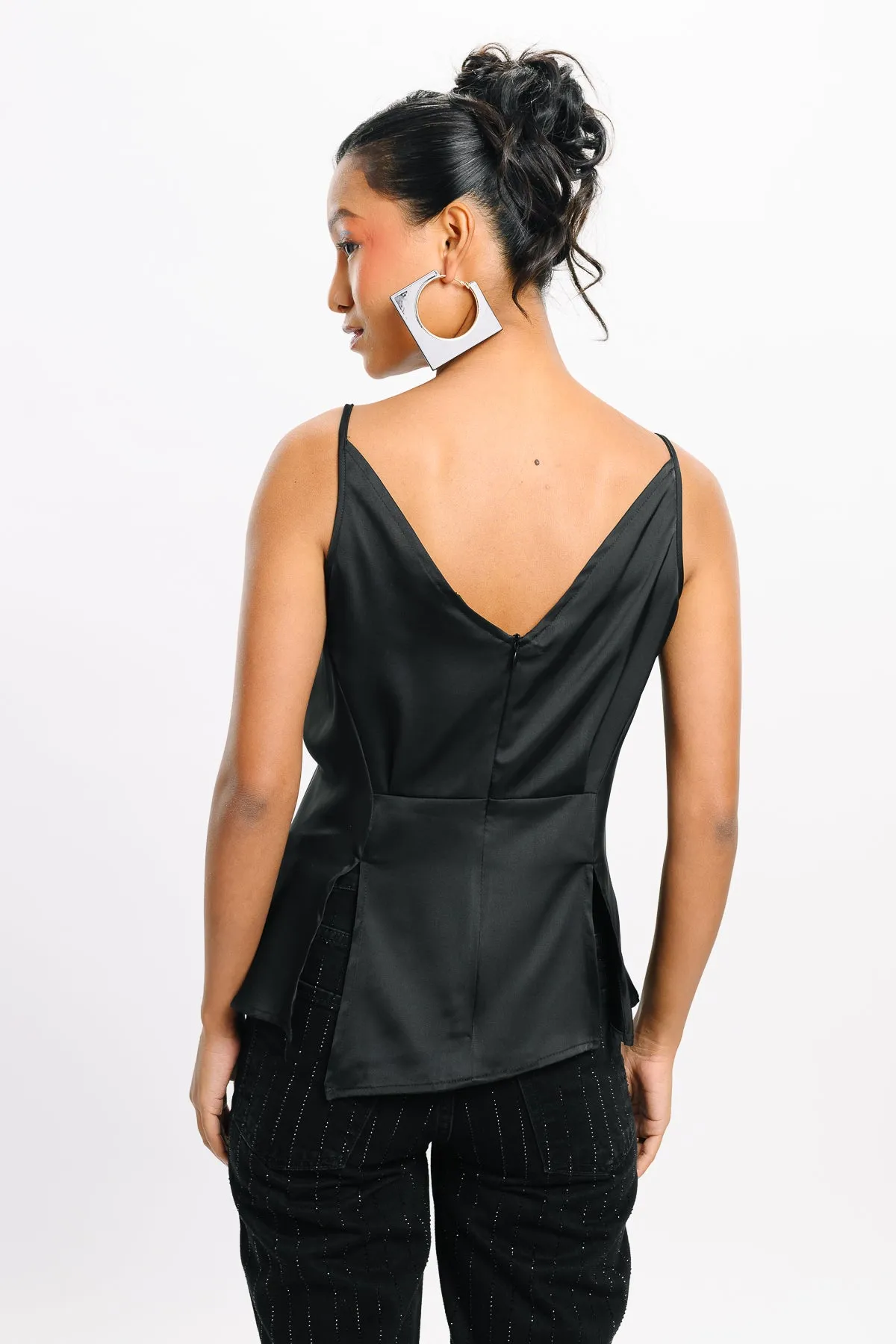 Strappy Black Asymmetric Top