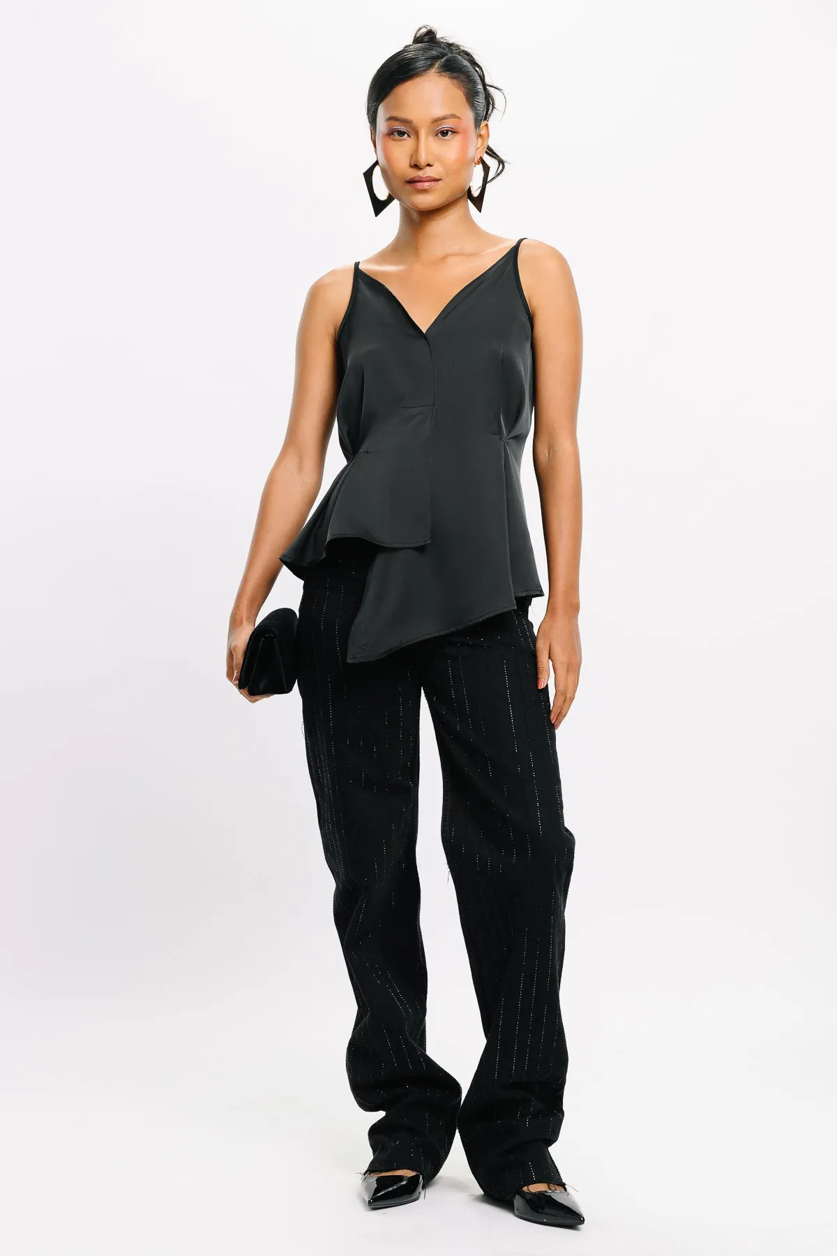Strappy Black Asymmetric Top