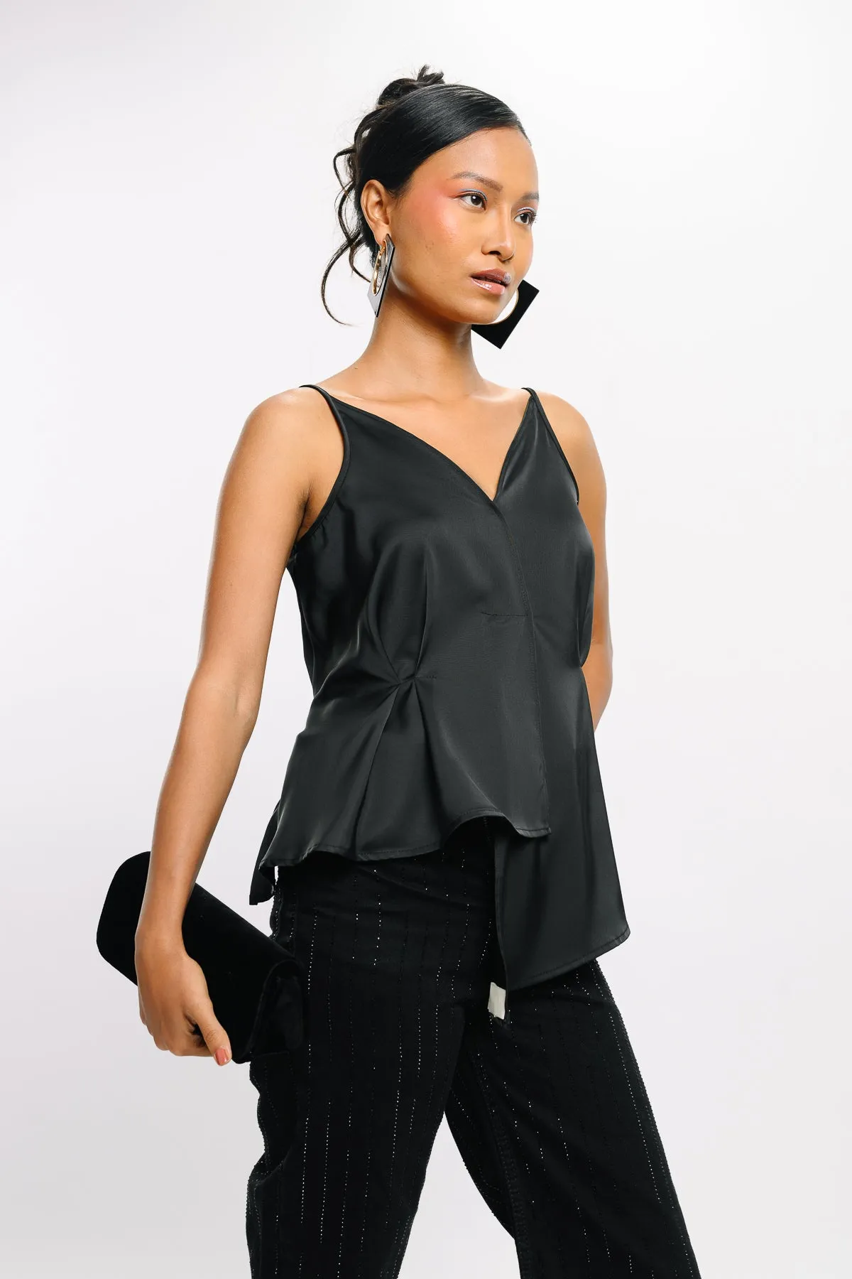 Strappy Black Asymmetric Top