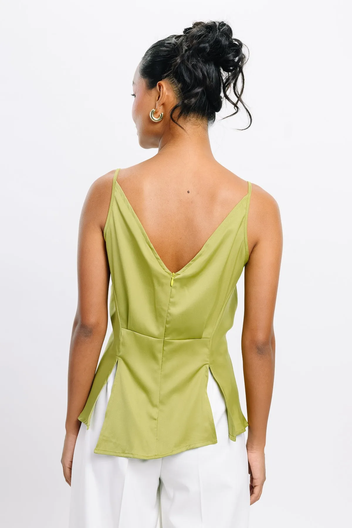 Strappy Green Asymmetric Top