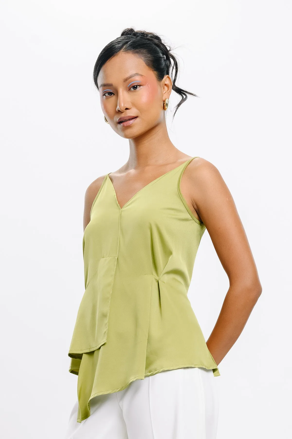 Strappy Green Asymmetric Top