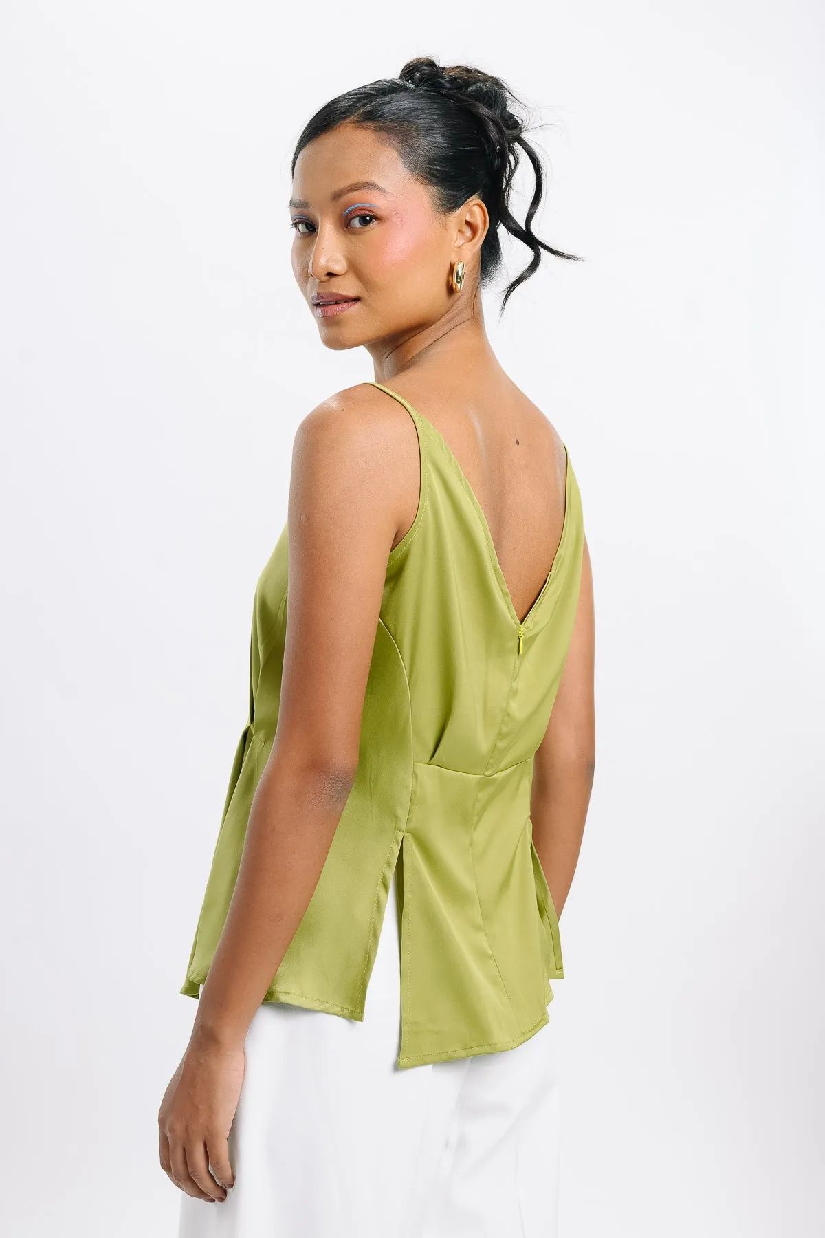 Strappy Green Asymmetric Top