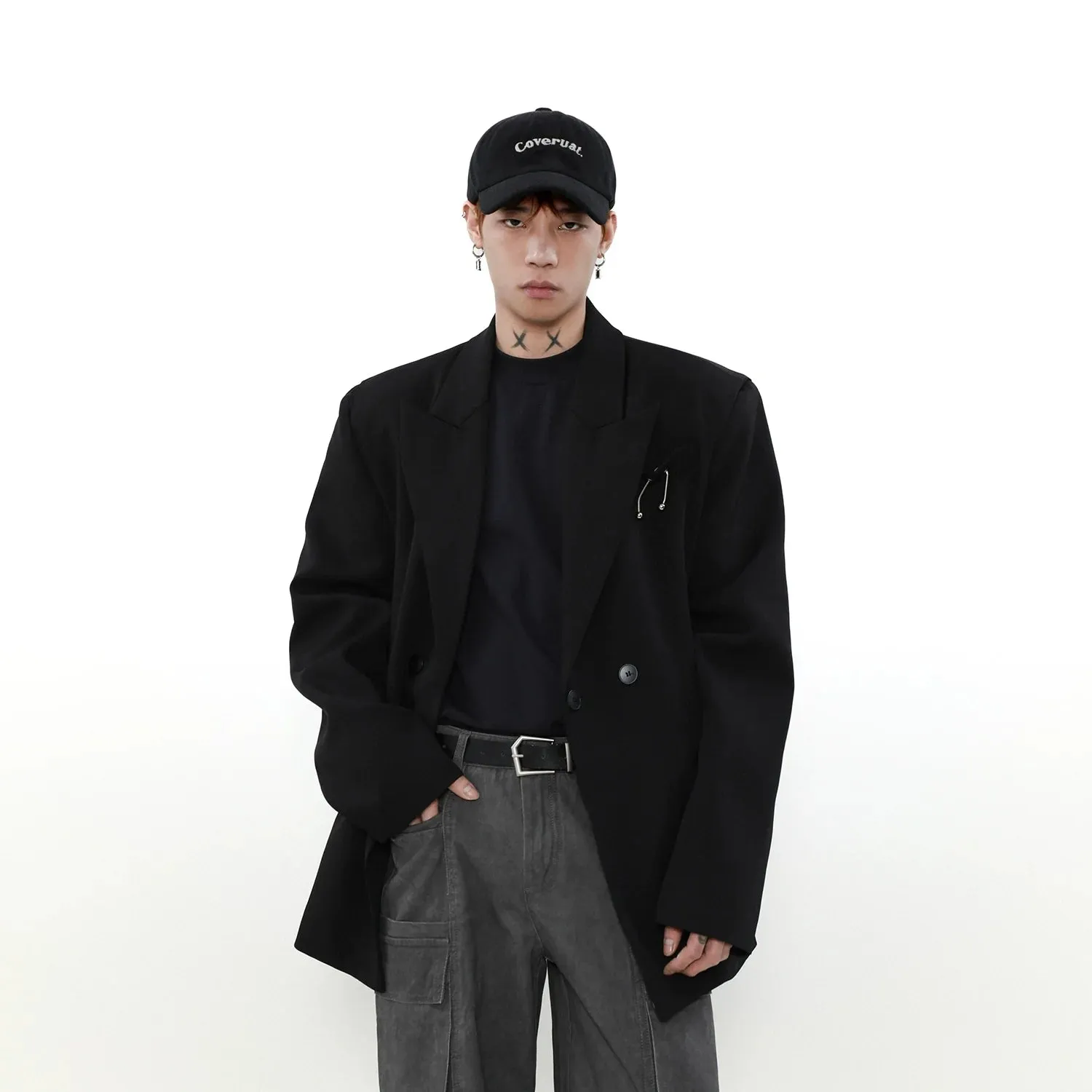 Structured Shoulder Oversized Blazer Jacket