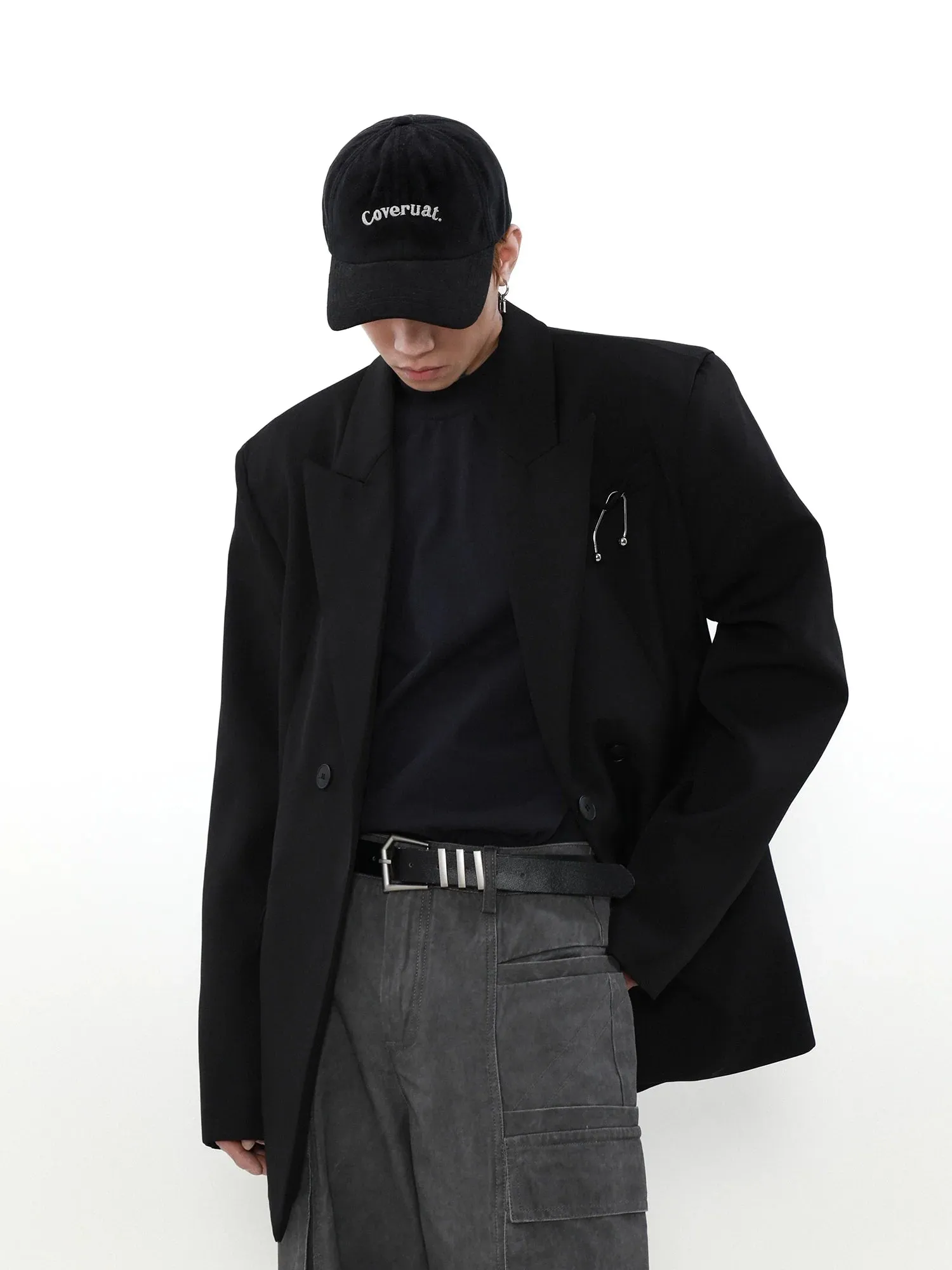 Structured Shoulder Oversized Blazer Jacket