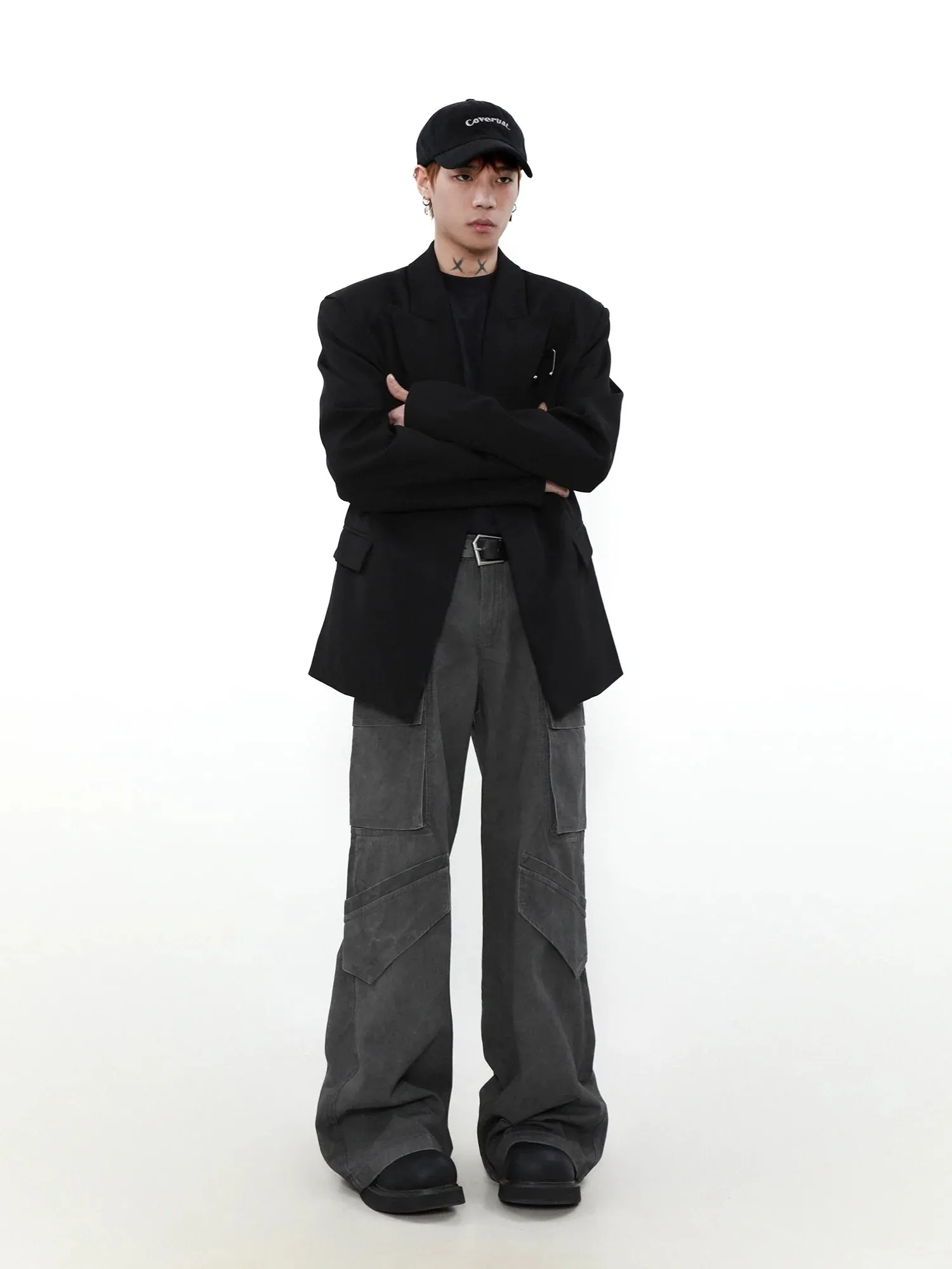 Structured Shoulder Oversized Blazer Jacket