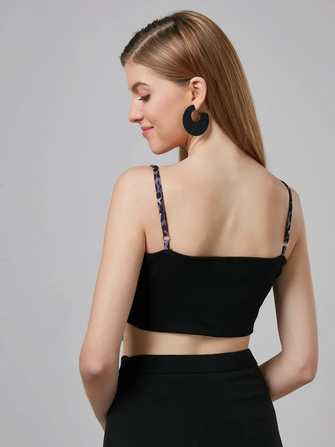 Style Quotient Women Purple And Multi Animal Printed Polyester Crop Smart Casual Handkerchief Top