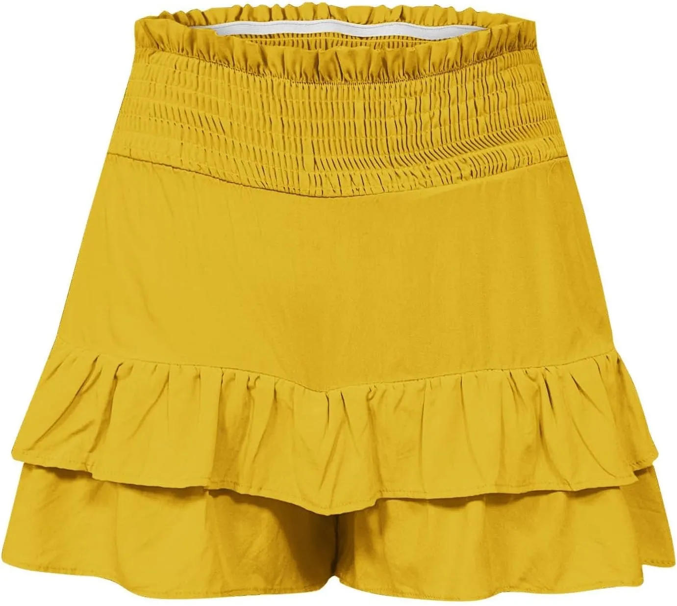 Summer Shorts for Women 2024 Elastic High Waisted Pleated Ruffle Mini Skirts Cute Beach Vacation Flowy Shorts Skorts