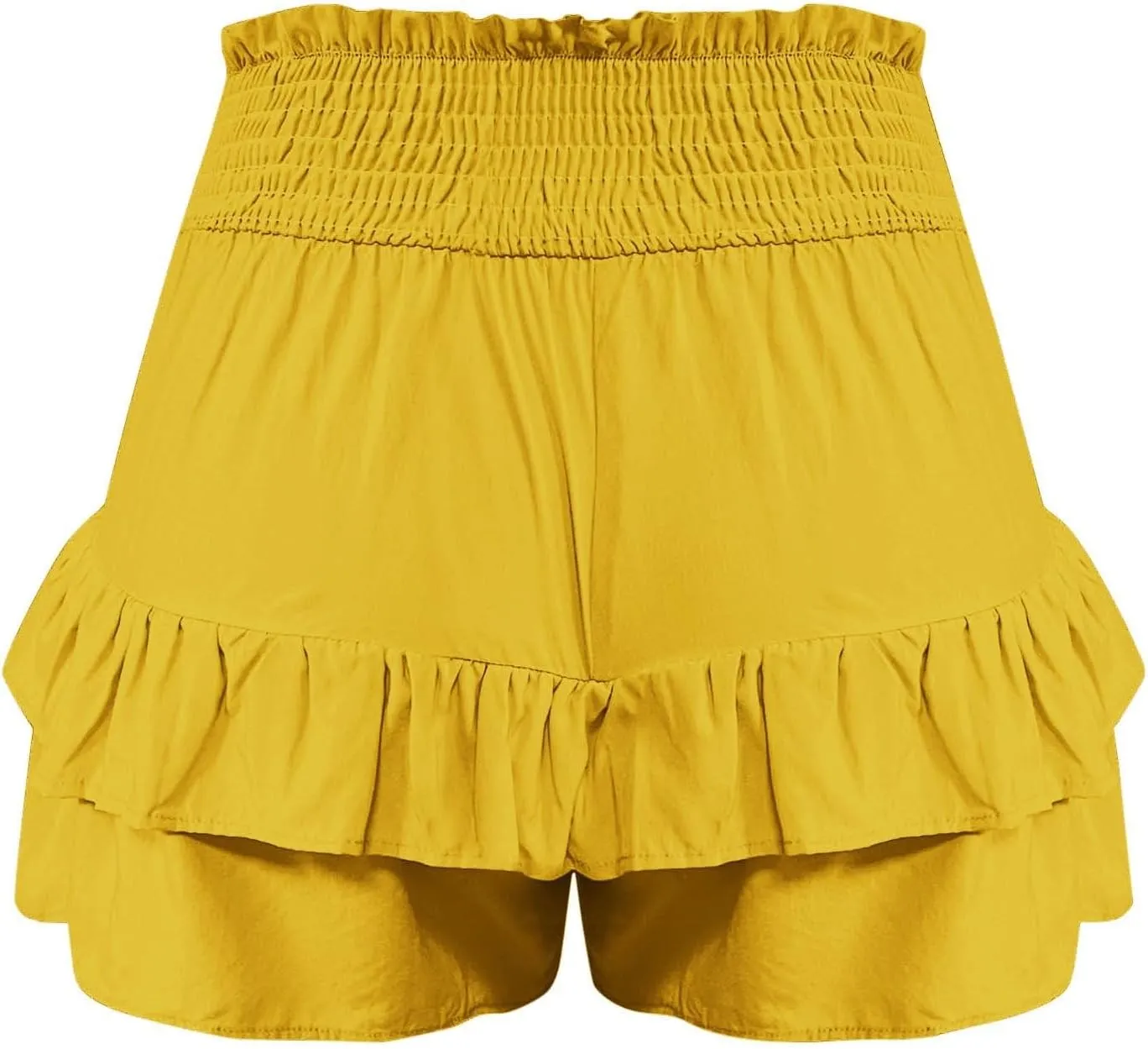 Summer Shorts for Women 2024 Elastic High Waisted Pleated Ruffle Mini Skirts Cute Beach Vacation Flowy Shorts Skorts