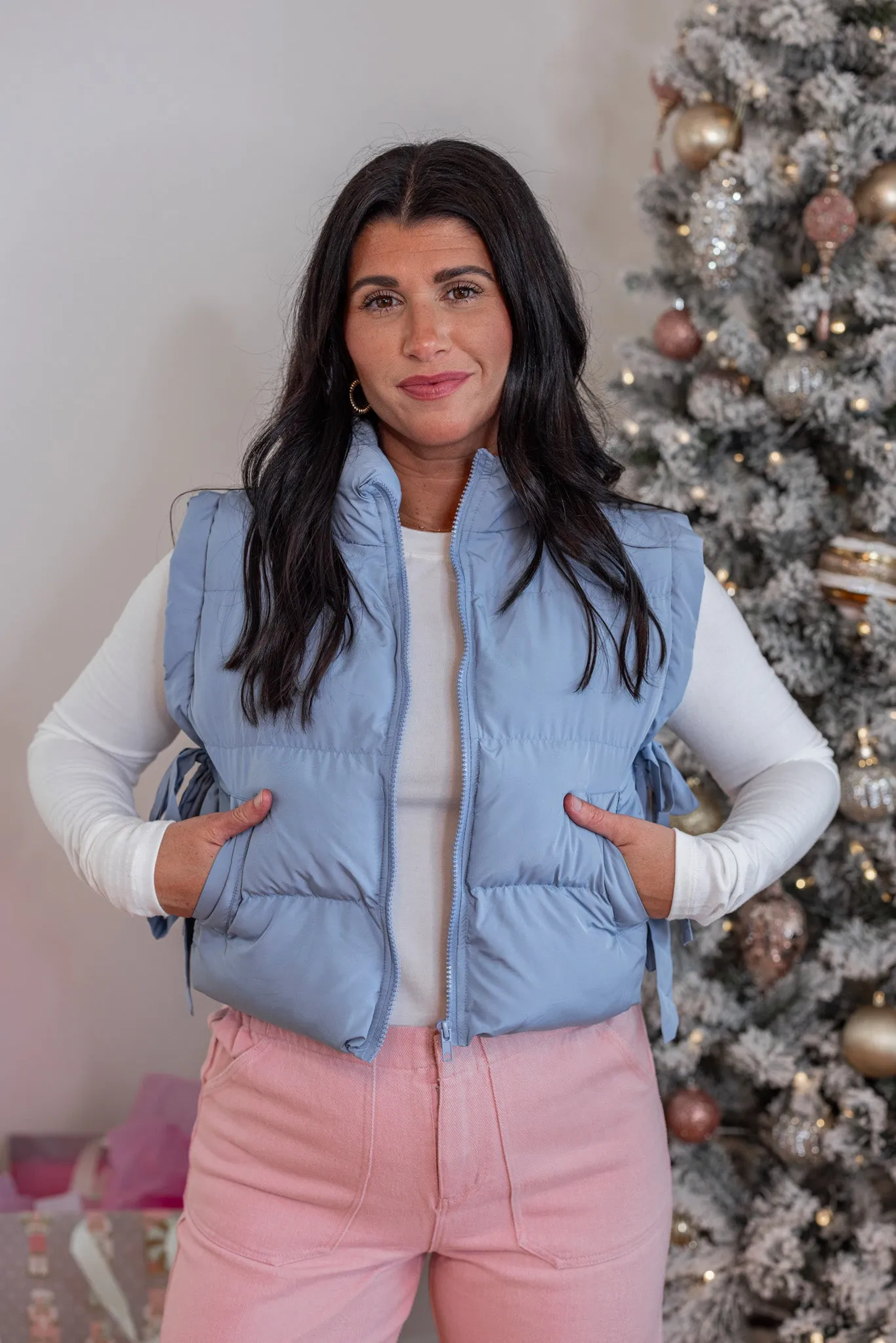 Trendsetter Blue Bow Puffer Vest