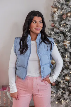 Trendsetter Blue Bow Puffer Vest