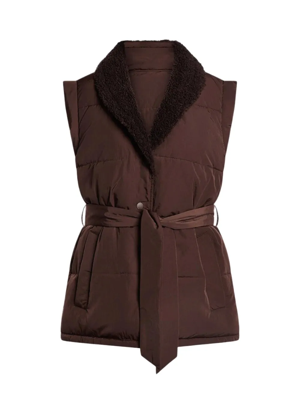 Varley Lanville Reversible Gilet in Chestnut/Coffee Bean