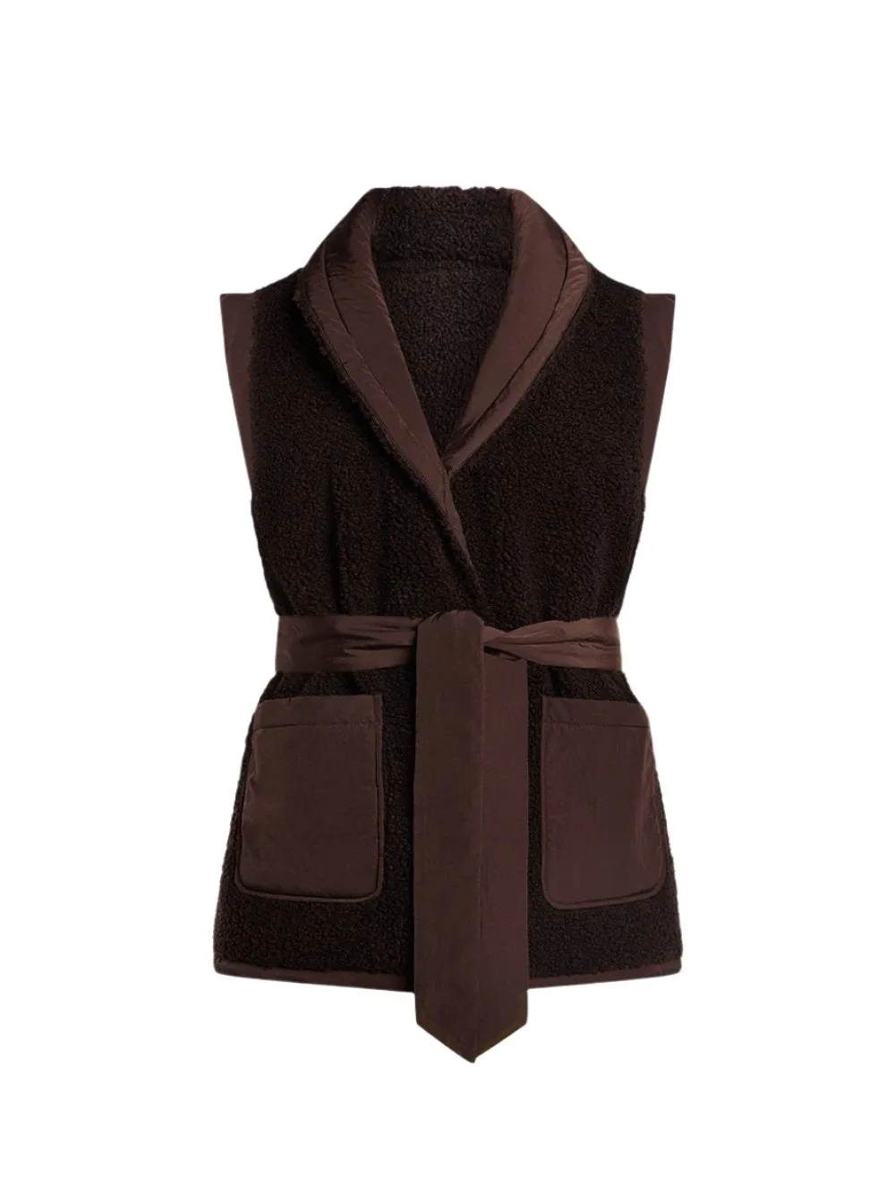 Varley Lanville Reversible Gilet in Chestnut/Coffee Bean