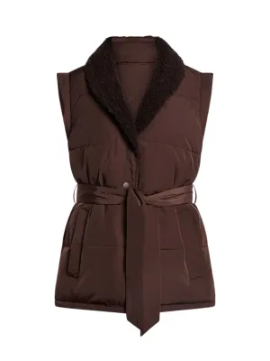 Varley Lanville Reversible Gilet in Chestnut/Coffee Bean