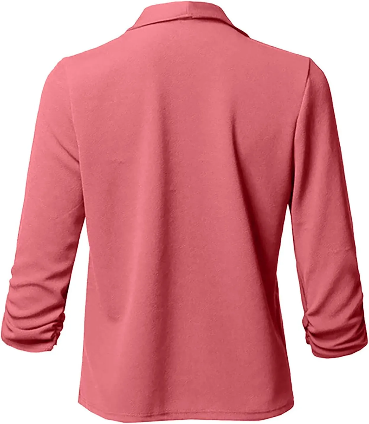 Women's Blazer Jackets Casual Ruched 3/4 Sleeve Open Front Cardigan Blazers Solid Color Stretchy Work Office Coats