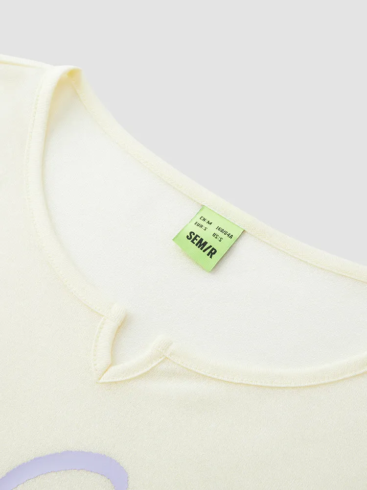 Women's Knitted V-Neck Long Sleeve T-Shirt