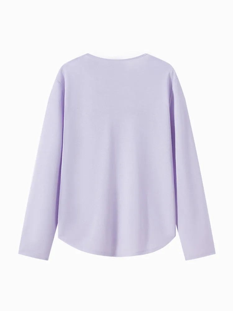 Women's Knitted V-Neck Long Sleeve T-Shirt