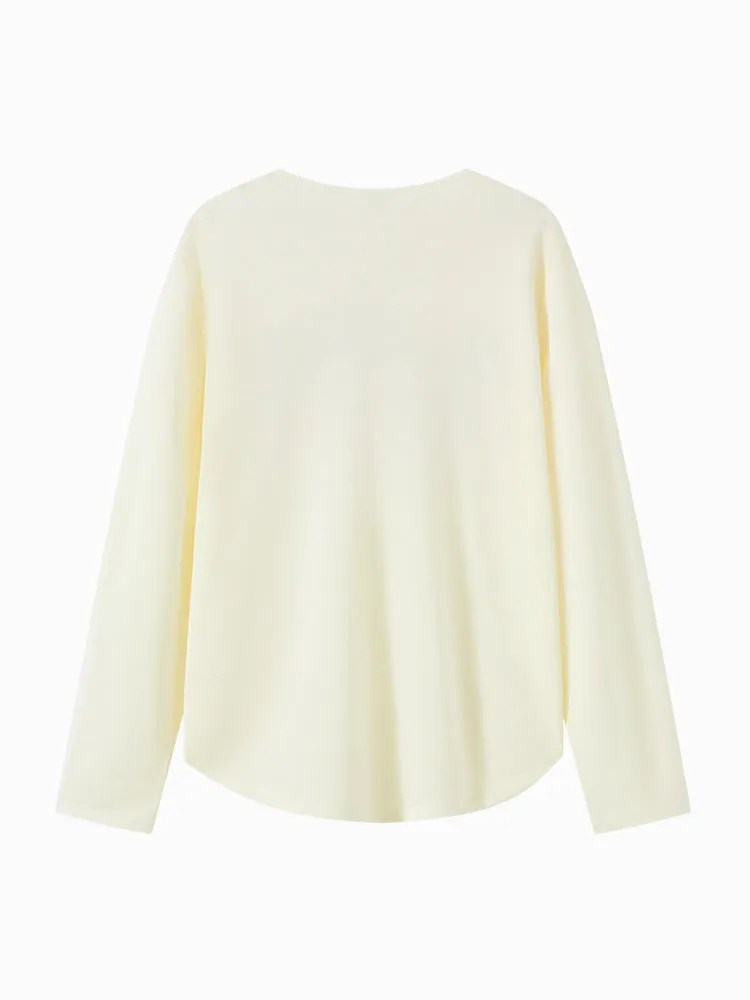 Women's Knitted V-Neck Long Sleeve T-Shirt