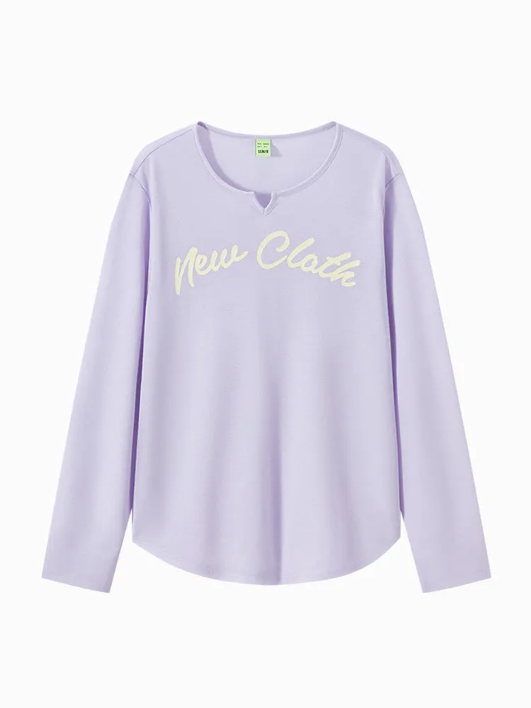 Women's Knitted V-Neck Long Sleeve T-Shirt