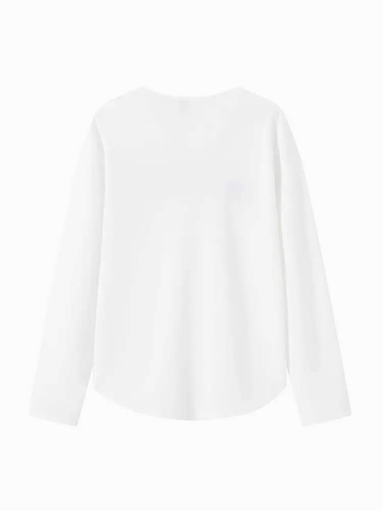 Women's Knitted V-Neck Long Sleeve T-Shirt