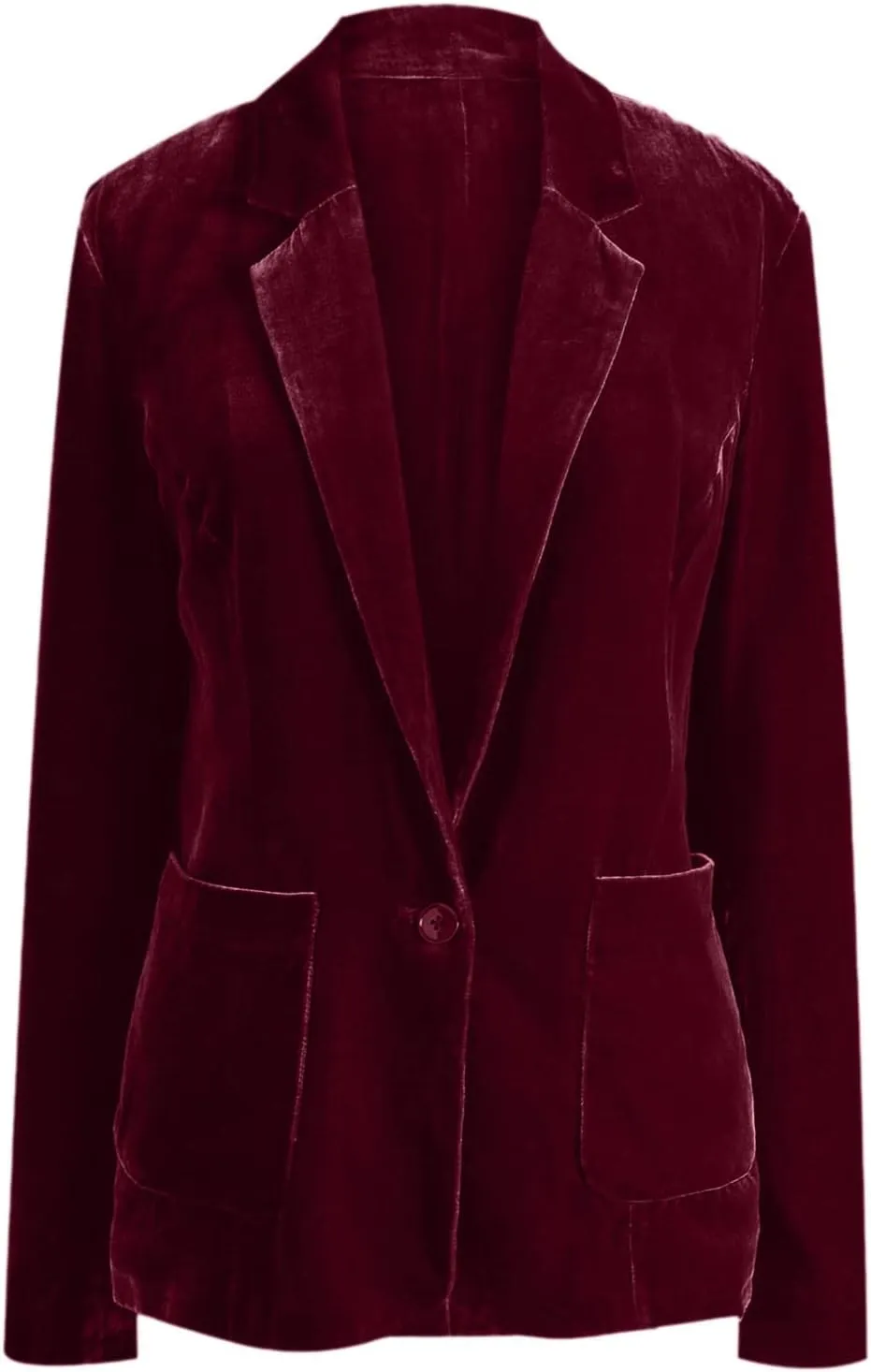 Women's Solid Long Sleeve Velvet Blazer Jacket Open Front Cardigan Coat with Pockets Fashion Casual Blazers Outerwear