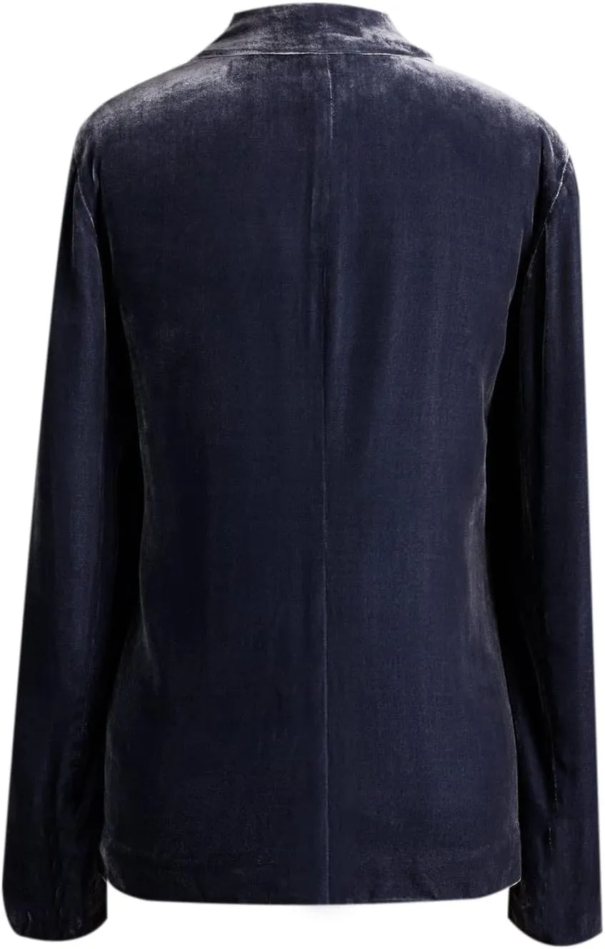 Women's Solid Long Sleeve Velvet Blazer Jacket Open Front Cardigan Coat with Pockets Fashion Casual Blazers Outerwear