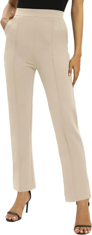 Women's Yoga Dress Pants Stretchy Casual Slacks Straight Leg Work Pants with Pockets
