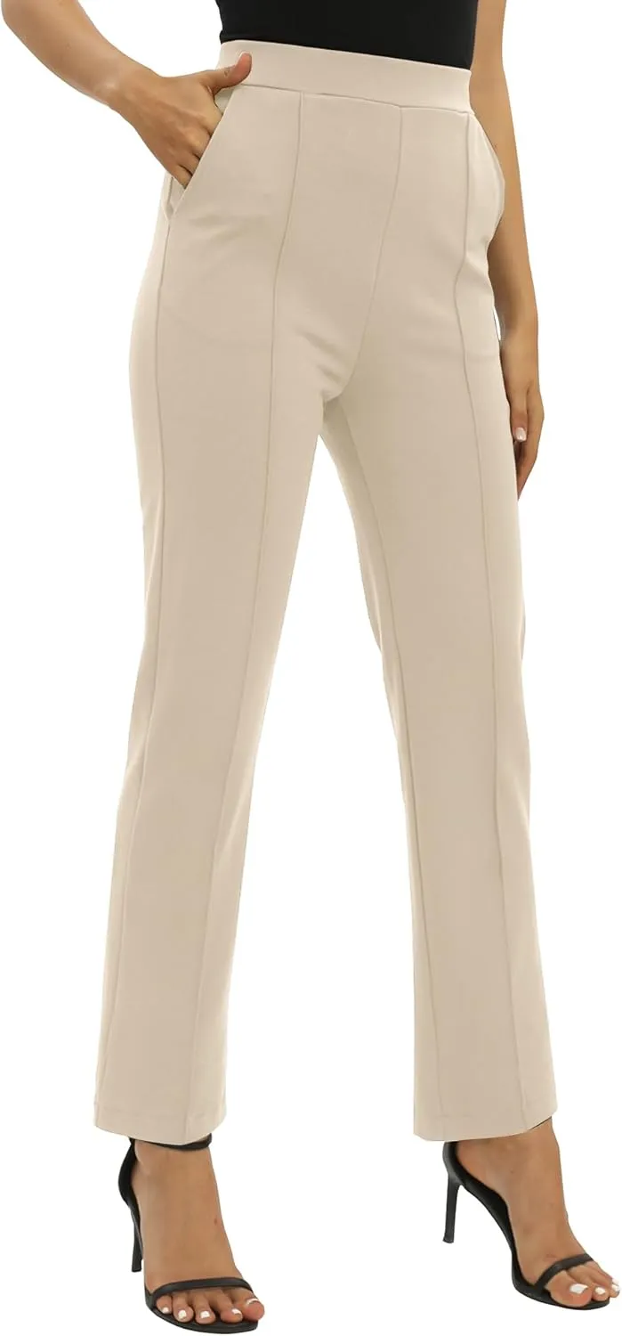 Women's Yoga Dress Pants Stretchy Casual Slacks Straight Leg Work Pants with Pockets