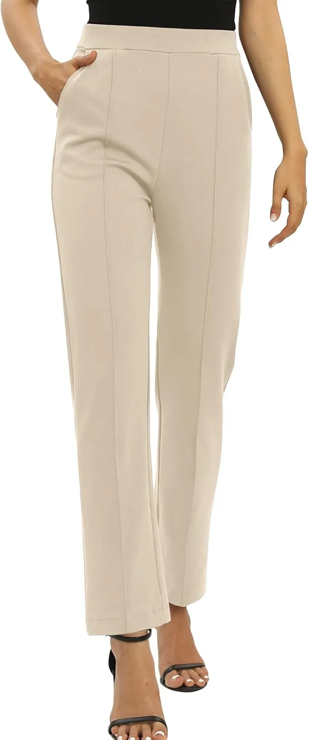 Women's Yoga Dress Pants Stretchy Casual Slacks Straight Leg Work Pants with Pockets