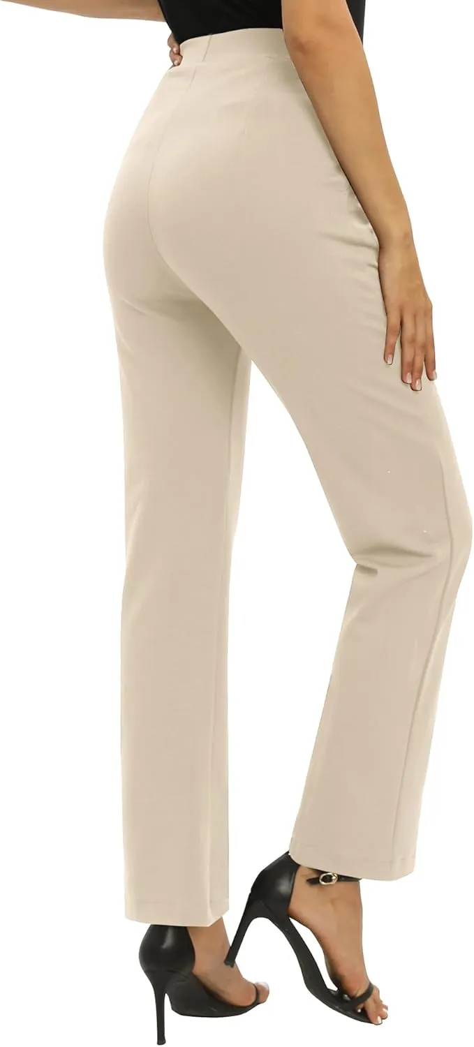 Women's Yoga Dress Pants Stretchy Casual Slacks Straight Leg Work Pants with Pockets