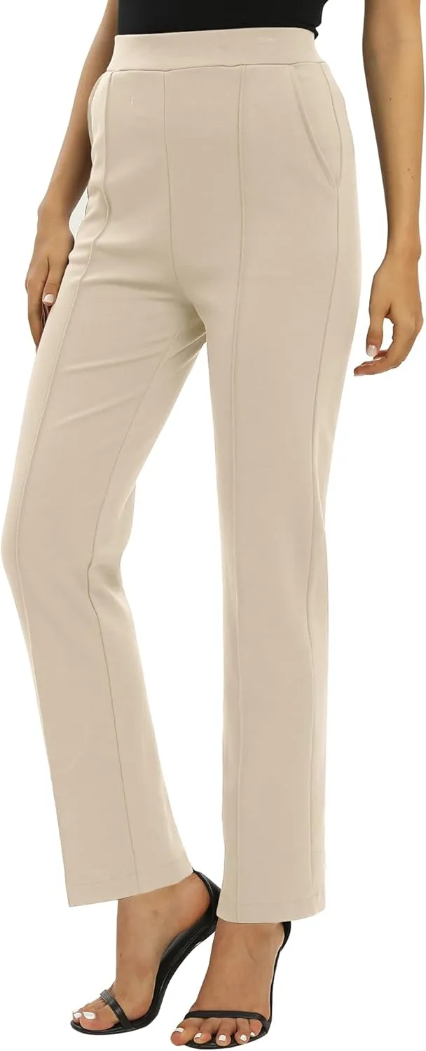 Women's Yoga Dress Pants Stretchy Casual Slacks Straight Leg Work Pants with Pockets