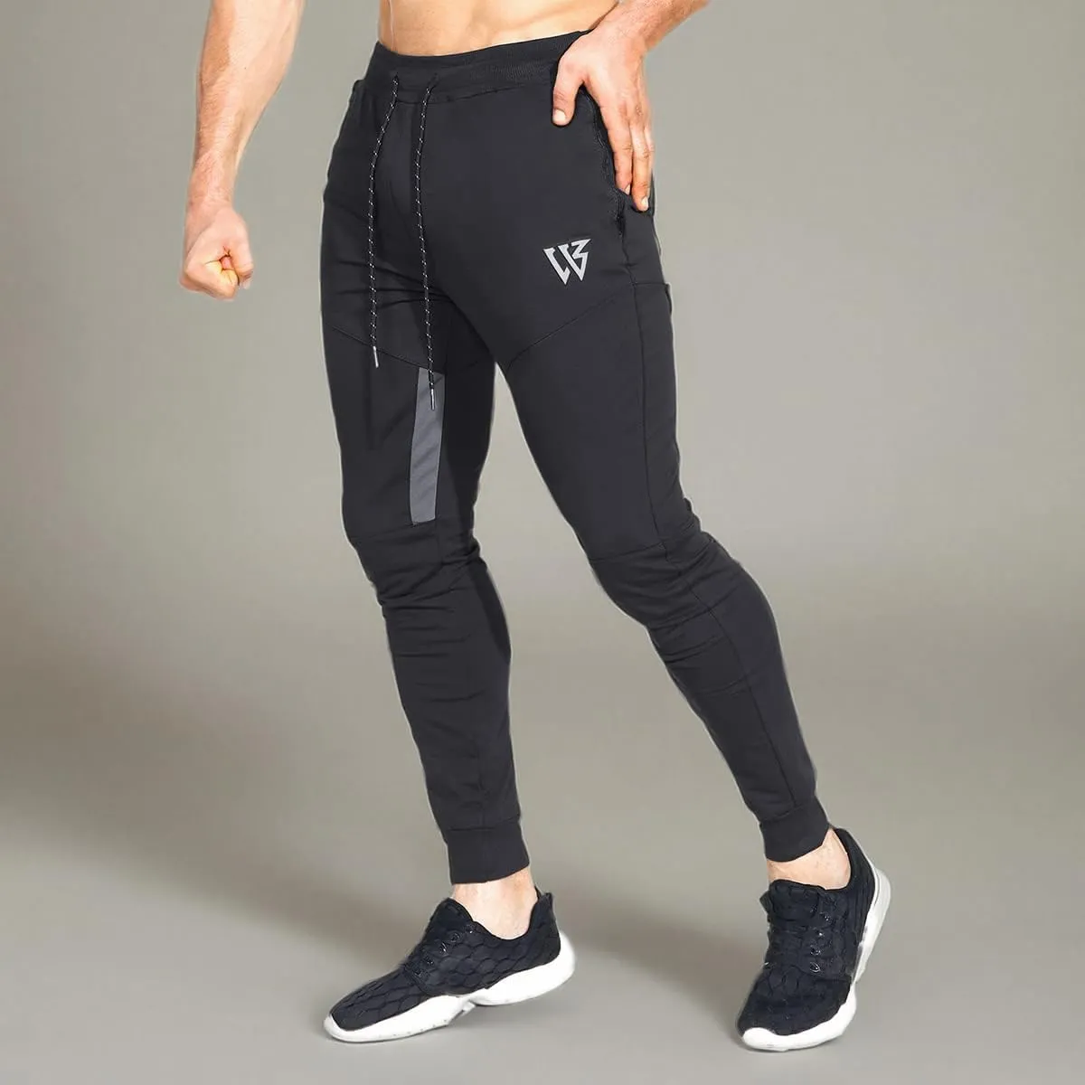 ZENWILL Mens Tapered Workout Running Pants,Gym Jogger Training Sweatpants Slim Fit with Zip Pockets